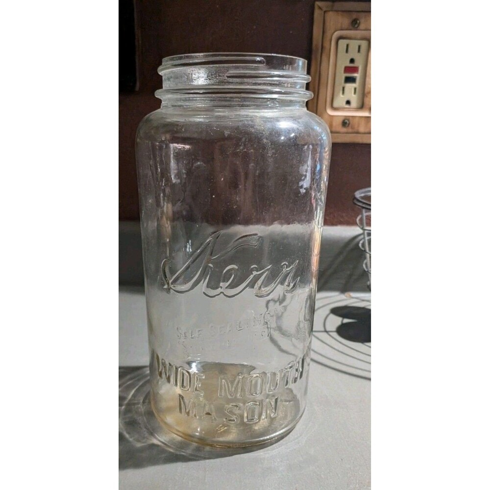Vintage Kerr Self Sealing Wide Mouth Mason Jar, Half Gallon 64 oz